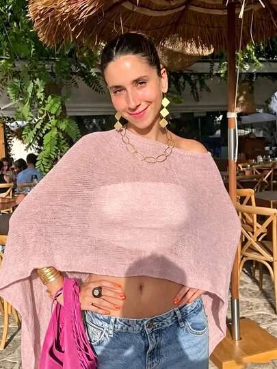 Cardigan Kerah Syal Ringan Wanita, Poncho Rajut Longgar dan Berangin, Rajutan Gaya Berbulu, Sweater dengan Lengan Jahitan Jala, Penutup Tubuh, Pakaian Pantai.