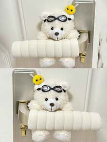 Cute Bear-Shaped Door Handle Cover, Anti-Collision Door Handle Protector, Soft Foam Door Handle Protector, Anti-Scalding Anti-Freezing, Suitable For Home And Office, Brown And White - Multicolor - View 8
