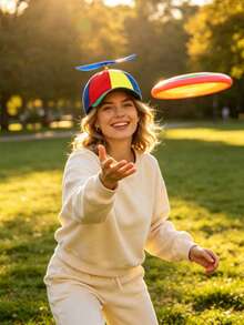 1/3/6pcs D EXCEED Propeller Baseball Cap, Fashion Cartoon Hat, Unisex, Party Costume Accessory, Fun Style, Travel Beach Vacation Supplies - Green - View 9