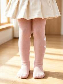 3 Pairs Kids Heart Print Tights, Breathable Solid Color 2-3Y Girls Daily Dress Matching Tights - Multicolor - View 4