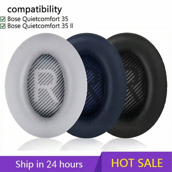 Replacement Ear Pads For QuietComfort 35 And QuietComfort 35 II, Headphone Ear Cushions/Ear Pads, Also Compatible With QC35/QC35II/25/15 QC2 / Ae2 / Ae2i / Ae2W / Sound Link/Sound True