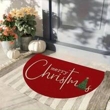 1pc Red Christmas Tree & "Merry Christmas" Pattern Decorative Door Mat, Suitable For Indoor And Outdoor Use, Ideal For Carpet, Room Decor, Floor Mat, Bedroom Rug, Kitchen Mat, Home Decor, Door Mat, Bathroom Mat, Perfect Christmas Gift - A - View 7