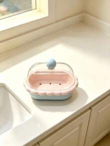 1pc Random Color Wavy Edge Soap Dish With Drainage Base, Compact And Lightweight, Suitable For Home Bathroom And Dorm, Durable And Easy To Clean, Macaron Color Palette Matches Various Interior Design Styles - A - View 5