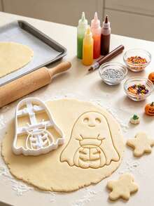 Halloween Ghost Pumpkin BOO Banner Cookie Stamp, White Embossing Cutter Mold, DIY Fondant Biscuit Baking Tool - Multicolor - View 11