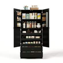 Black Sideboard With Extendable Shelves - Dining Room Furniture - Black - View 11