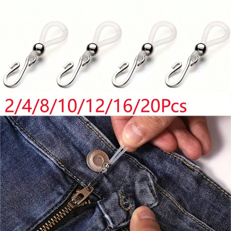 2/4/8/10/12/16/20Pcs Pants Zipper Anti-Slip Buckle, Anti-Slip Hook Accessory For Jeans Fly, Zipper Pull Buckle