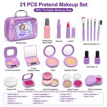 Mainan Plastik Bermain Peran untuk Anak-Anak, Set Rias Simulasi untuk Anak Usia 3-9 Tahun (Model Mainan, Tidak Dapat Digunakan), Dilengkapi Kotak Hadiah dan Tas Rias, Cocok Sebagai Hadiah Ulang Tahun untuk Anak Perempuan - Purple - View 13