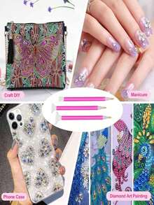 Diamond Painting Tool Set, 3 Different Sizes Of Diamond Painting Pens, Professional Embroidery Handcraft, Suitable For Art Painting, Portable Diamond Sticker Craft Tool Kit, Ideal Choice For Hobbyists - A - View 2