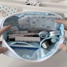 1個卡通多色極簡波點慕斯筆袋，收納袋，整理袋，大容量多功能多層筆盒，學生文具收納袋，學校學生居家教室辦公室多功能通用收納，中性筆、原子筆、書寫筆、鉛筆、橡皮擦、尺等多種文具收納筆袋套組，節日文具禮物 - 多色 - 查看 2