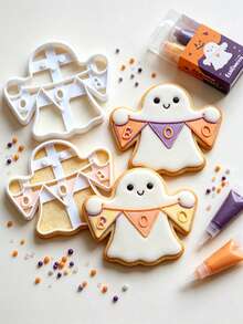Halloween Ghost Pumpkin BOO Banner Cookie Stamp, White Embossing Cutter Mold, DIY Fondant Biscuit Baking Tool - Multicolor - View 13
