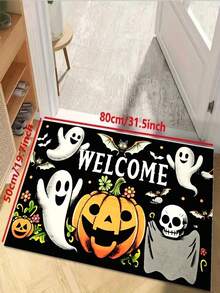 1pc Halloween New Best Seller - Daily Decor - Holiday Decor - Halloween - Pumpkin Ghost Welcome Mat - Small Rug - Halloween Decor, Halloween, Room Decor, Soft Flannel Square Weight 900, Machine Washable Durable, Stain Resistant, Quick Dry, Very Suitable For Indoor Door Mat, Outdoor Door Mat, Quirky Home Decor, Party Atmosphere Decor, Bedroom Rug, Kitchen Rug, Photo Prop, Outdoor Yard Decor, Holiday Gift, Area Rug, All Season Use - Multicolor - View 12