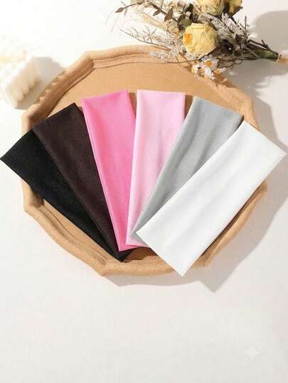 6pcs All-Match Solid Color Wide Headbands, Suitable For Daily Commute, Sports And Leisure, Simple Versatile Women's Hair Accessories