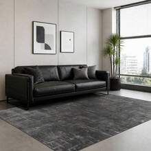 Latte&Fog Alfombras de 153 x 215 cm para Sala de Estar y Dormitorio,Moderna Abstracta Lavable, de Pelo bajo Antideslizante Estilo Boho para Sala de Estar, Oficina, Dormitorio(Negro 5x7ft) - Camel - Ver 3