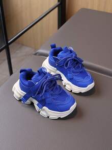 1 Pair Spring/Autumn Boys' Shoes, Colorful Girls' Sports Shoes, Soft Sole Chunky Sneakers - Blue - View 5