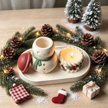 SILIKE LUFEI Clay Silicone Mold 4pcs Christmas Snowman Storage Box & Hemp Rope Candle Holder & Oval Tray Set Decor Mold, Suitable For Making Resin, Gypsum, Candle, Aromatherapy Products, Home Decor Display Silicone Mold - Silicone Mold - View 5