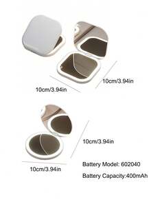 HYUNDAI Rechargeable Portable LED Makeup Mirror, 3-Color Dimmable Fill Light, Foldable Compact Mirror With Light - White - View 10
