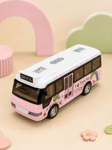 Cartoon Pattern Bus Toy, Mini Realistic City Tour Bus Model Car, Cute Colorful Toy Car, Desktop Decoration, Birthday Holiday Gift For Boys And Girls Children - Multicolor - View 9