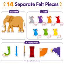 hoojojo 1 Set Of 7 Blind Mice Felt Storytelling Set, Colorful Mice And Elephant Storytelling Set, Interactive Reading Teaching Aid, Color Matching, Logical Thinking, Classroom Learning, Teacher Supplies - Multicolor - View 8