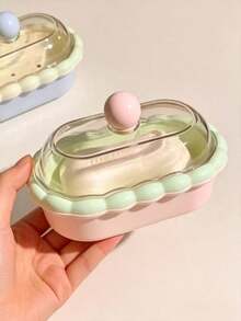 1pc Random Color Wavy Edge Soap Dish With Drainage Base, Compact And Lightweight, Suitable For Home Bathroom And Dorm, Durable And Easy To Clean, Macaron Color Palette Matches Various Interior Design Styles - A - View 7