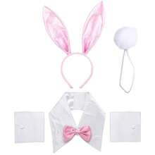 Halloween Bunny Girl Headband Set Cosplay Prop Rabbit Ears Headband Party Headpiece - Multicolor - View 11