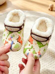 New Cartoon Dinosaur & Rabbit Decor House Slippers, Suitable For Boys & Girls Daily Home Wear, Soft & Warm Lining - White - View 8