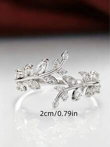 1pc Exquisite Adjustable Flower Ring, Nature-Inspired Ring, Romantic Floral Style, Suitable For Party, Vacation, Daily Wear (No Box) - Silver - View 6