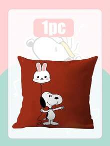 Snoopy Graffiti Print Throw Pillow Cover, Hand-Drawn Style Square Decorative Cushion Case, Soft Fabric Sofa Backrest Pillow, Home & Car Decor, Collectible Gift For Cartoon Fans - Multicolor - View 14