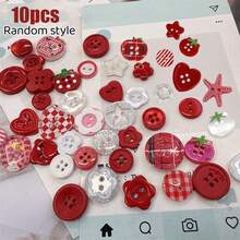 Kancing Kecil/Plastik DIY Motif Acak, Daya Tarik Tinggi, Seri Apel Merah dan Tomat Musim Semi, Cocok untuk Scrapbooking, Dekorasi Pakaian, Kancing Buatan Tangan DIY, Motif Bunga, Cocok untuk Scrapbooking, Dekorasi Pakaian - beraneka warna - View 11