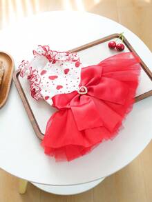 1PC Pet Clothes Small Dog Puppy Cat Cute Multi-Layer Mesh Bowknot Suspender Valentine's Day Heart Puff Dress - Multicolor - View 9