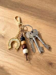 Western Cowboy Style Horseshoe Keychain, Fashionable Car Key Ring, Minimalist Lucky Charm Horseshoe Gold Keychain Creative Small Gift, Equestrian Theme Holiday Gift, Teacher's Day Gift, Y2K - Multicolor - View 4