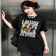 Cute Anime-Print T-Shirts, Casual T-Shirts, And Cute Women's Tops That Can Be Worn As Layers Or On Their Own. - Black - View 2