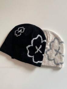 1pc Women's Fashion Jacquard Knit Beanie Hat, Oversized Head Circumference Skull Cap, Suitable For Autumn/Winter Outdoor Warmth, Cold Protection, Daily Wear And Travel - Jacquard - View 4
