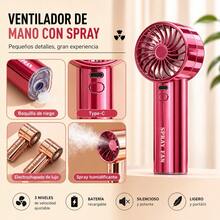 Desktop Mist Fan With Hand Sprayer, USB Rechargeable, Portable Water Cooling Fan, 3-Speed Humidifying Fan - Violet Purple - View 2