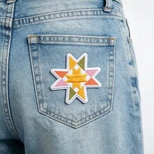 1pc Star Embroidery Heat Transfer Patch, Retro-Colored Serrated Star Sewing Sticker, Suitable For Denim Jackets, Hats, Backpacks, And Clothing Decoration - A - View 4