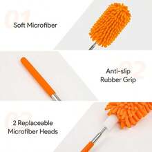 New Retractable Microfiber Duster Cleaning Brush Flexible Dust Cleaner Brush Cleaning Car Window Office Household Cleaning Tool - Car Cleaning Brush - View 4