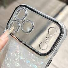 1pc Heart & Four-Leaf Clover Large Window Phone Case With Pearl & Rhinestone Splice Hand Strap Chain, Electroplated Glitter Lens Frame, Full Coverage Anti-Drop, TPU Transparent Soft Shell Material, Suitable For IPhone17/17Pro/17ProMax/16/16Pro/16ProMax/15/15Pro/15ProMax/14/14Pro/14ProMax/13/13Pro/13ProMax, Ins Gentle Luxury Shell Texture - Multicolor - View 5