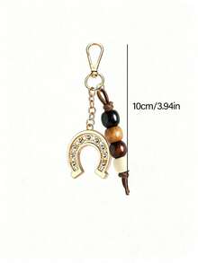 Western Cowboy Style Horseshoe Keychain, Fashionable Car Key Ring, Minimalist Lucky Charm Horseshoe Gold Keychain Creative Small Gift, Equestrian Theme Holiday Gift, Teacher's Day Gift, Y2K - Multicolor - View 11
