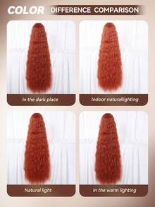 Topshe Copper Red 45 Inch Extra Long Curly Synthetic Wig With Bangs, Burnt Orange Wavy Soft Heat-Resistant Full Head Wig, Suitable For Women Halloween Cosplay Party Daily Wear, Perfect Choice For Lolita Style - Multicolor - View 4