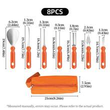 6/8/11Pcs Halloween Pumpkin Carving Kit, Stainless Steel DIY Sculpting Tools With Storage Bag, Multipurpose Fruit Vegetable Cutting Set For Jack-O-Lantern, Halloween Pumpkin Decorations - - - View 9