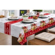 Rustic Linen Oxford Luxury Tablecloth 4/6/8 Seater Various Prints - Campanelli bianchi - Visualizzare 1