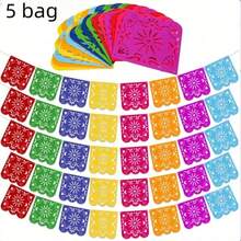 5 Pcs (40 Pieces) Mexican Felt Banners, Colorful Day Of The Dead Party Decorations, Holiday Birthday Party Decor, Day Of The Dead Garland, Mexican Decor, Wedding Holiday Party Halloween Christmas Decorations - A - View 12