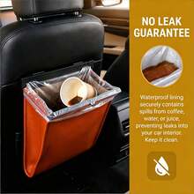 1/2PCS Kantong Sampah Mobil PU, Kantong Sampah Gantung Magnetik untuk Sandaran Kursi, Kantong Sampah Gantung Tahan Air, Tempat Sampah Lipat untuk Berkemah, Mengemudi Sendiri, Bepergian, Aksesori Mobil - MultiWarna - View 4