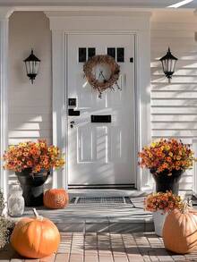 3 Bundles Artificial Autumn Plants Flowers, Outdoor Decor, Silk-Like Colorful Daisies, UV Resistant, Realistic Non-Fading, Suitable For Front Door, Porch, Patio, Yard, Balcony Autumn Decoration - Multicolor - View 10