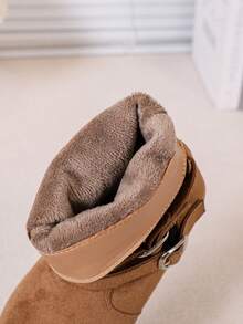 Mid-Calf Flat Boots For Older Children Students, Fashion Pleated Boots - Brown - View 8