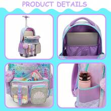 Girls' Rolling Backpack With Handle, 3-Piece Children's Luggage Set, Includes Pencil Case And Crossbody Bag, Suitable For Back To School Season - X4 Girls Trolley - View 9
