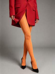 1pc Women's Solid Color Elegant Tights, Suitable For Daily, Party, Date Wear - Multicolor - View 5