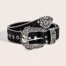 1pc Women's Western Cowgirl Heavy Duty Buckle Y2K Belt Suitable For Daily Wear, Party, Gathering - Black - View 9