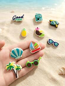 10pcs Summer Beach Shoe Charms, PVC Shoe Decorations, Shoe Accessories Pendant, Birthday Christmas Halloween Party Gift Creative - View 4