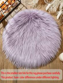 1pc Grey Long Plush Round Decorative Rug, Round Faux Fur Sheepskin Carpet, Fluffy Machine Washable Small Rug, Suitable For Nail Table, Fluffy Carpet, Cosmetic Display Decoration, Various Photo Props Decoration, Home Decor Minimalist Ins Style Decorative Rug, All Seasons Use - Purple - View 4