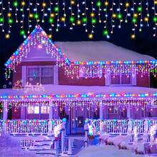Halloween Eaves Decoration 8-Function Battery Box Christmas Tree 45/80/96/150 LED Icicle String Lights Curtain Lights Birthday Wedding New Year Party Holiday Lighting Indoor String Lights Outdoor Decoration - Battery-powered Fairy Lights - View 9